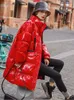 Parka en duvet pour femme Veste d'hiver Parka brillante Vestes en coton lâche Manteau rouge Coupe-vent Brillant Streetwear Femme Épais Imperméable 230112