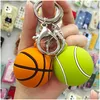 Part Favor PVC Ball Keychains Sport Baseball Tennis Basketball Keychain Pendant Lage Decoration Key Chain Keyring Drop Delivery Ho DH6IF