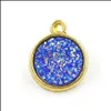 Breloques mode couleur or 12Mm Druzy pendentif pour Drusy collier boucles d'oreilles résultats de bijoux livraison directe composants Otlwr