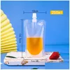 Storage Bags Selction Nozzle Bag Clear Spout Drink Liquid Transparent Sealed Squeeze Pouch 200Ml 250Ml 300Ml 380Ml 500Ml Lx0079 Drop Dhife