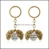 Porte-clés Longes Porte-clés en métal Pendentif Creative Tournesol Peut Ouvrir Lage Décoration Porte-clés Cadeau Fournitures Drop Delivery Mode Otchx