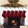 Christmas Decorations Home Decoration New Year Gift Xmas Candy Bag Red Black Buffalo Plaid Stocking For Kids Drop Delivery Garden Fe Dhovs