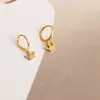 Autentisk 925 Sterling Silver CZ Zircon Crown Dangle Drop Earring f￶r kvinnor Enkla geometriska cirkel￶rh￤ngen