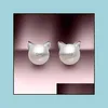 Charm Fashion Cute Cat Ears Pearl Stud Earrings Exquisite Jewelry Gifts Womens Party Drop Delivery Dhg41