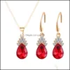 Earrings Necklace Party Jewelry Set Water Drop And American Fashion Gold Series Jewery Sets Bridesmaid Delivery Dhqg4