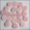 Steen natuurlijk 20 mm ronde roze kristal losse kralen rozenkwarts cabochons plat rug voor kettingring oorringen sieraden accessoire druppel otzef