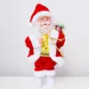 Decorative Figurines Santa Claus Flannelette Plastic Electric Music Lights Doll 27x17cm Christmas Toys Gifts For Children 2023 Year