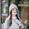 Beanie/Skull Caps Beanie/Skl Winter Pompom Hat and Scarf Set For Women Girls Plus Veet Warm Female Thick Sticked Hats 2 Piece Otv5o