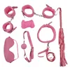 Bondage 10 Pcsset Sexy Lingerie PU Leather bdsm Set Hand Cuffs Footcuff Whip Rope Blindfold Erotic Toys For Couples 230113