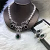 Halsband örhängen Set Micro Inlay Green Zircon Clasp Accessory Luxury Freshwater Pearl Fashion Jewelry