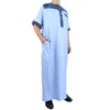 Ethnic Clothing Wholesale Thobe 2023 Islamic Cotton And Linen Short-Sleeved Robe