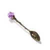 Spoons Natural Crystal Spoon Amethyst Coffee Scoop Household Tableware Diy Carved Long Handle Mixing Drop Delivery Home Garden Kitch Dhuvn