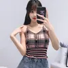 Débardeurs pour femmes Débardeurs pour femmes Été Sexy Col en V Plaid Mode Casual Camisole sans manches