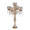 Decorazione per feste New Style Tall 5Arms Candelabri in metallo dorato con pendenti Tavolo da matrimonio romantico Portacandele Home Sn2725 Drop Del Dhtrh