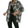 Women's Blouses Women's Flannel Plaid Light Weight Thin Jacket Shirts Raglan Long Sleeve Button Down Chest Pocketed Coats Shacket