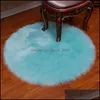 Tapis Rond Doux Fausse Fourrure En Peau De Mouton Pour Chambre Salon Étage Shaggy Soyeux En Peluche Tapis Blanc Tapis De Chevet Diamètre 7080Cm Dro Ot0Uc