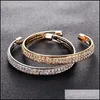 Bangle Elegant Classic Crystal Cuff Armband For Women Gold Color Simple Femal Opening Bangles Br￶llopsmycken Tillbeh￶r Drop Deli Otgvm