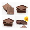 Mats Pads 100Pcs/Lot 8.8Cm Beech Walnut Wood Coasters Wooden Cup Coffee Tea Drinking Teapot Drink Coaster Sn1139 Drop Delivery Hom Dhfhx