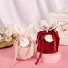 DHL Fast Ship Easter Cute Bunny Gift Packing Bags Velvet Valentines Day Rabbit Chocolate Candy Bags Wedding Birthday Party Jewelry