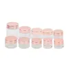 F￶rpackningsflaskor Frosted Glass Cream Jar Clear Cosmetic Bottle Lotion Lip Balm Container med Rose Gold Lock 5G 10G 30G 50G 100G Drop DH4OC