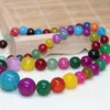 Choker Multicolor Stone Chalcedony 6-14mm Jades Round Beads Necklace Elegant Women Tower Chain High Grade Jewelry 18inch B625-3