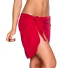 Traje de baño para mujer, Bikini de playa para mujer, Pareo de Color sólido, falda envolvente de gasa, pareo, bufanda, ropa de playa, traje de baño, trajes de baño