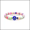 Beaded Turkish Evil Eye Bracelet Femme Greek Bracelets For Women Polymer Clay Heishi Disc Beads Drop Delivery Jewelry Dh5S3