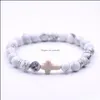 Perlé 10 pièce/ensemble usine en gros personnalisé de haute qualité chanceux Howlite pierre à la main croix bracelet à breloques pour hommes et femmes Drop Deliv Dhrov