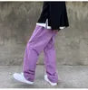 Мужские джинсы фиолетовые зеленые мужчины свободны стильные брюки хип -хоп одежда больших размеров xxxl 4xl 5xl Осень зима весна 230113