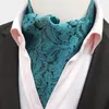 활 타이 럭셔리 남자 Paisley Plaid Solid Color Dot Wedding Ascot Classic British Genttleman Silk Neck Tie 공식적인 Cravat