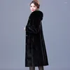 Women's Fur 2023 Wear On Both Sides Winter Faux Coat Women Hooded Thickne Middle-aged X-Long Jackets Casual Outwear