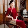 Vêtements ethniques Velours Cheongsams Femmes Robes Traditionnelles Chinoises Bouton Glissant Qipao Sexy Haute Split Cheongsam Toast Robe De Banquet Vestidos