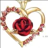 Bomboniera Newparty Moda Amore Cuore Rosa San Valentino Collana con diamanti intarsiati Ragazze Madri Collane con ciondolo R Drop Delivery Otdix