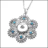 Pendant Necklaces Snap Button Jewelry Blue White Zircon Flower Fit 18Mm Snaps Buttons Necklace For Women Noosa D082 Drop Delivery Pen Dhors