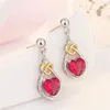 Dangle Earringsエレガント925シルバージュエリーハート型ジルコンジェムストーンドロップイヤリング