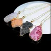 Hangende kettingen Irregar Druzy Natuurlijke stenen ketting Quartz Chakra Crystal Slice Goud kleurenketen Vrouwen sieraden drop levering penda otsi9