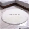 Tapis Rond Doux Fausse Fourrure En Peau De Mouton Pour Chambre Salon Étage Shaggy Soyeux En Peluche Tapis Blanc Tapis De Chevet Diamètre 7080Cm Dro Ot0Uc