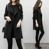 Women's Wool & Blends Business Female Outwear Women Double Breasted Woolen Trench Coat Slim Long Jacket Winter Solid Overcoat Autumn Loose C