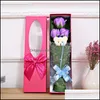Ghirlande di fiori decorativi Nuove rose di sapone artificiali con piccoli orsacchiotti carini Delicato in scatola Cinque fiori immortali o tre e Ot6Ou