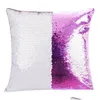 Cushion/Decorative Pillow Dhs 12 Colors Sequins Mermaid Case Cushion New Sublimation Magic Blank Cases Transfer Printing Diy Persona Dhamv