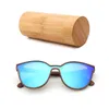 Sunglasses 2023 Fashion Polarized Wooden Ladies Cat's Eye Full Mirror Luxury Handmade Women Bamboo Wood Sun Glasses With Box