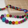 Choker Multicolor Stone Chalcedony 6-14mm Jades Round Beads Necklace Elegant Women Tower Chain High Grade Jewelry 18inch B625-3