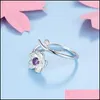 Cluster Rings Elegant Fashion Sakura Princess Engagement For Bride Jewelry Romantic Cherry Blossom Zircon Lady Sier Drop Delivery Dhmj6