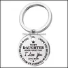 Key Rings Personalized To My Son Stainless Steel Keychain Engraved Daughter Love Mom Keyring Heart Chains Charm Pendant Drop Deliver Dhgzk