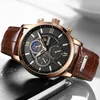 Wristwatches 2023 Mens Watches Lige Top Brand Leature Leather Casual Quartz Watch Mens Sport Clock Clock Watch Watch Relogio Masculinobox 230113