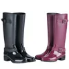 Yağmur Çizmeleri Comemore PVC Bayanlar Su Geçirmez Uzun Kadın Nefes Moda Diz Yüksek çizmeler Kauçuk Su Ayakkabısı Kadın Siyah 230114