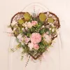 Flores decorativas Parede artificial pendurada na simulação tridimensional Grúbria de guirlanda em forma de coração para casamento em casa decoração de natal