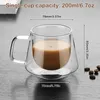 Mugs L 2Pcs Glass Coffee Double Wall Cups 200ml Heat Resistant Espresso Insulated Clear Tea With Handle