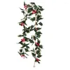 Decorative Flowers Home Decor Artificial 175cm Red Berry Rattan Fake Plant Leave Hanging Ornaments Christmas Holiday Living Room Decoration