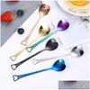 Party Favor Love Heart Vorme Spoon Colorf Ice Cream Coffee Tea Roer lepels voor huwelijksbenodigdheden keukenaccessoires drop levering h dhucg